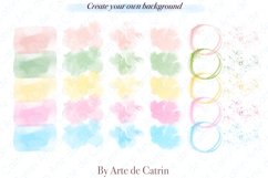Varieties of watercolor stains and splashes that contains clipart