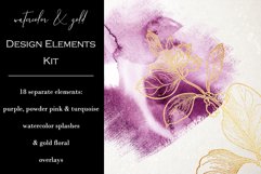 Watercolor &amp; Gold Decorative Elements - PNG Overlays Product Image 2