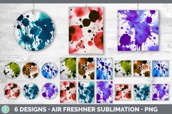 Bundle of six Watercolor Splatter car air freshener sublimation designs.
