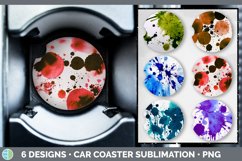 Bundle of six Watercolor Splatter car coaster sublimation designs.