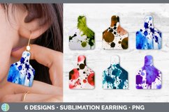 Bundle of six Watercolor Splatter cow tag earrings sublimation designs.