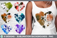 Bundle of six Watercolor Splatter heart distressed clipart.