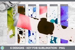 Bundle of six Watercolor Splatter key fob sublimation designs.