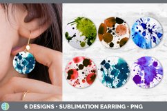 Bundle of six Watercolor Splatter round earrings sublimation designs.
