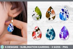 Bundle of six Watercolor Splatter teardrop earrings sublimation designs.