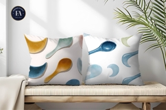 Watercolor Crescent Moon Spoons Minimalist Digital Paper Product Image 2