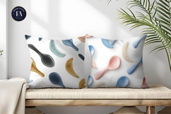 Watercolor Minimalist Crescent Moon Spoons Digital Paper Product Image 2