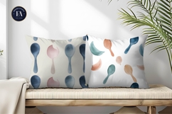 Minimalist Crescent Moon Watercolor Spoon Seamless Paper Product Image 2