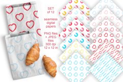 Watercolor Spots n Hearts Seamless Patterned Papers JPG PNG