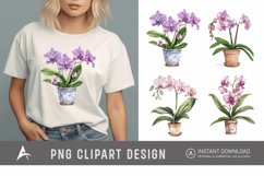Watercolor Spotted Orchid in Pot Clipart Product Image 1