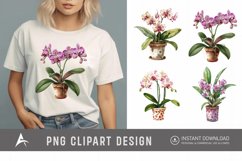 Watercolor Spotted Orchid in Pot Clipart Product Image 1