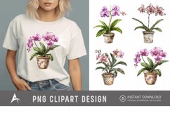 Watercolor Spotted Orchid in Pot Clipart Product Image 1