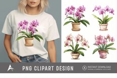Watercolor Spotted Orchid in Pot Clipart Product Image 1