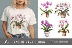 Watercolor Spotted Orchid in Pot Clipart Product Image 1