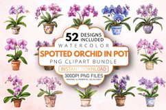 Watercolor Spotted Orchid in Pot Clipart Bundle Product Image 1