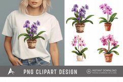 Watercolor Spotted Orchid in Pot Clipart Product Image 1