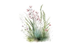 wildflower clipart,spring flowers,floral clipart,watercolor spring,grass clipart,watercolor grass,meadow clipart,grass png,grass clip art,lawn clipart,tufts of grass,nature clipart,watercolour clipart,digital watercolor,free commercial use,individual elem