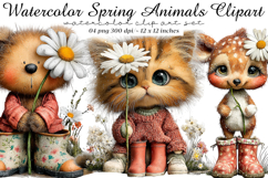 Watercolor Spring Animals Clipart Product Image 1