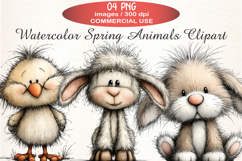 Watercolor Spring Animals Clipart Product Image 1