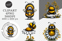 Watercolor Spring Bees Clipart - Spring Bees Png Product Image 1