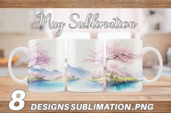 Watercolor Spring cherry blossoms | Mug sublimation design Product Image 1