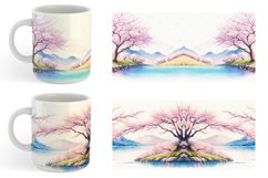 Watercolor Spring cherry blossoms | Mug sublimation design Product Image 2