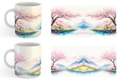 Watercolor Spring cherry blossoms | Mug sublimation design Product Image 3