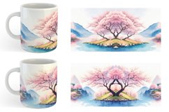 Watercolor Spring cherry blossoms | Mug sublimation design Product Image 5