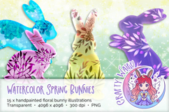 Watercolor Spring Bunnies - 15 Variations Product Image 1