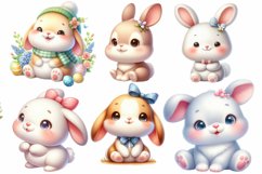 Watercolor Spring Bunny Clipart Set Product Image 2