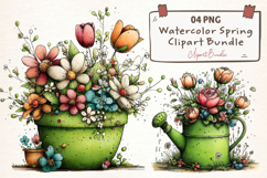 Watercolor Spring Clipart Sublimation Product Image 1