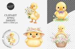 Watercolor Spring Cute Duck Clipart Product Image 1