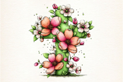 Watercolor Spring Floral Cross Clipart Product Image 2