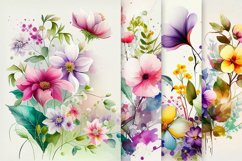 Watercolor Spring Floral Digital Paper Product Image 3