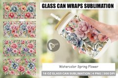 Glass Can Wraps Watercolor Spring Flower Product Image 1
