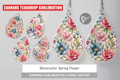 Earring Teardrop Watercolor Spring Flower Product Image 1