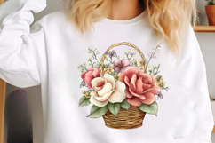 Watercolor Spring Flower Basket Clipart Product Image 2