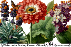 Watercolor Spring Flower Clipart Product Image 1