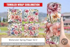 Tumbler Sublimation Wrap Watercolor Spring Flower Product Image 1