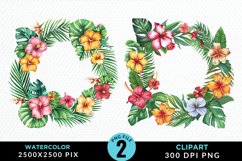 Watercolor Spring Flower Wreath PNG Set Clipart Product Image 1