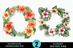 Watercolor Spring Flower Wreath PNG Set Clipart Product Image 1