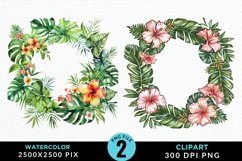Watercolor Spring Flower Wreath PNG Set Clipart Product Image 1