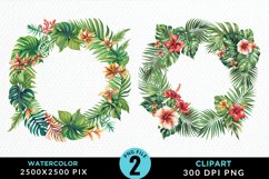 Watercolor Spring Flower Wreath PNG Set Clipart Product Image 1