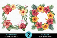 Watercolor Spring Flower Wreath PNG Set Clipart Product Image 1
