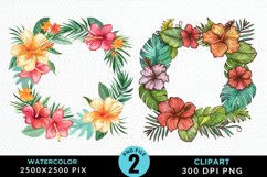 Watercolor Spring Flower Wreath PNG Set Clipart Product Image 1