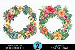 Watercolor Spring Flower Wreath Illustration Clipart Product Image 1