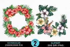 Watercolor Spring Flower Wreath PNG Set Clipart Product Image 1