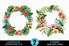Watercolor Spring Flower Wreath PNG Set Clipart Product Image 1