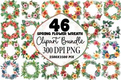 Watercolor Spring Flower Wreath Clipart Bundle Product Image 1
