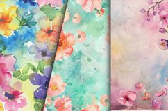 Watercolor Spring Flowers Digital Paper Bundle Product Image 6